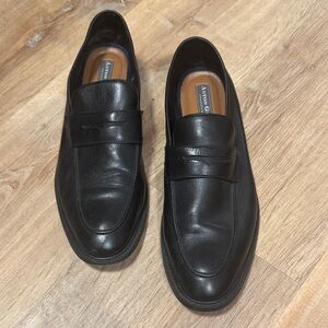 Aston Grey CollectionMen's Black Leather Slip-On Loafers Size 13